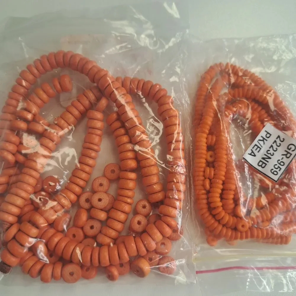 Orange Wooden Jewelry Making Beads 8mm and smaller